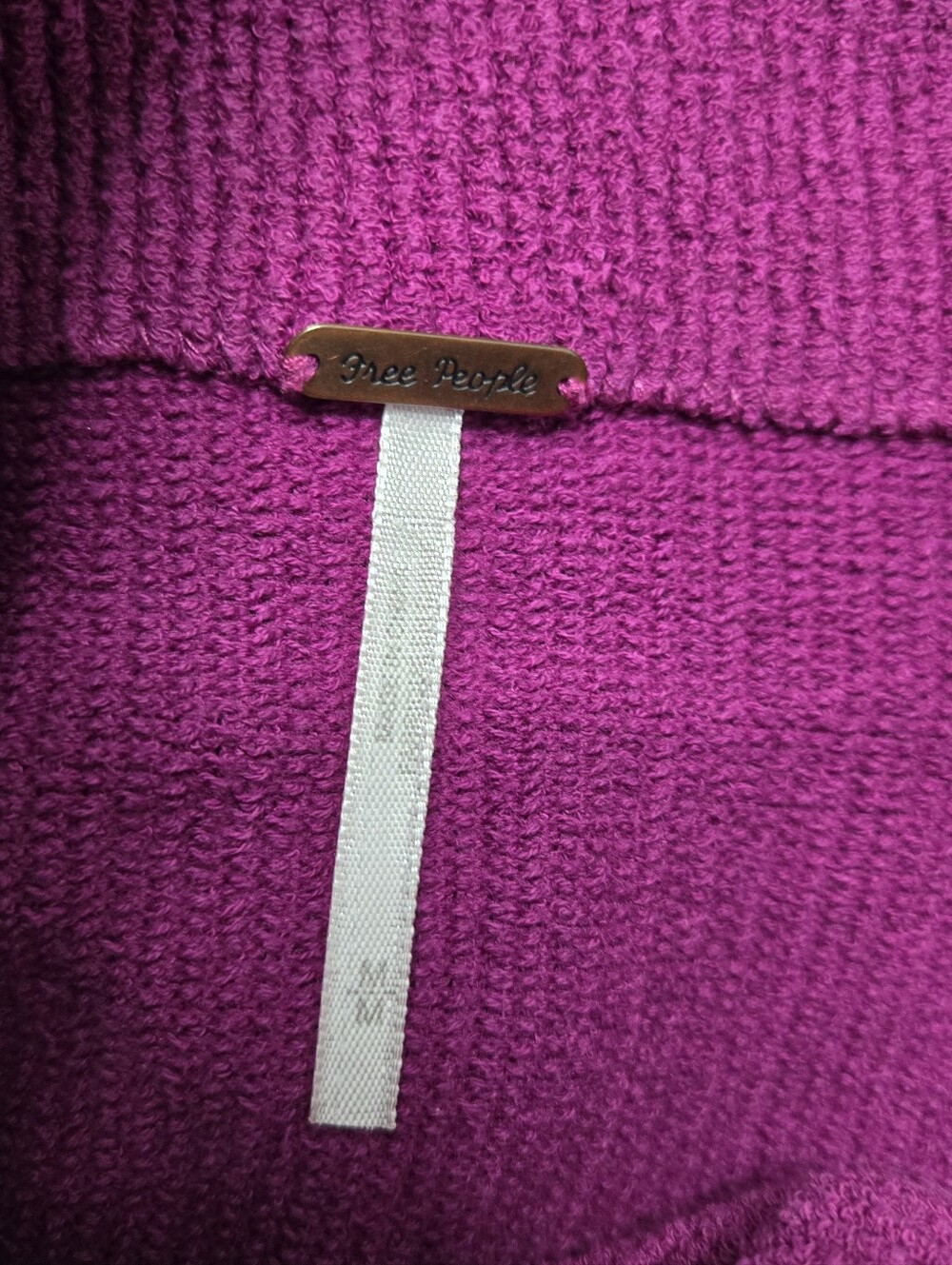 Free People Ottoman Slouchy Tunic Sweater Fuchsia Ribbed Preppy Size Medium - Picture 5 of 6